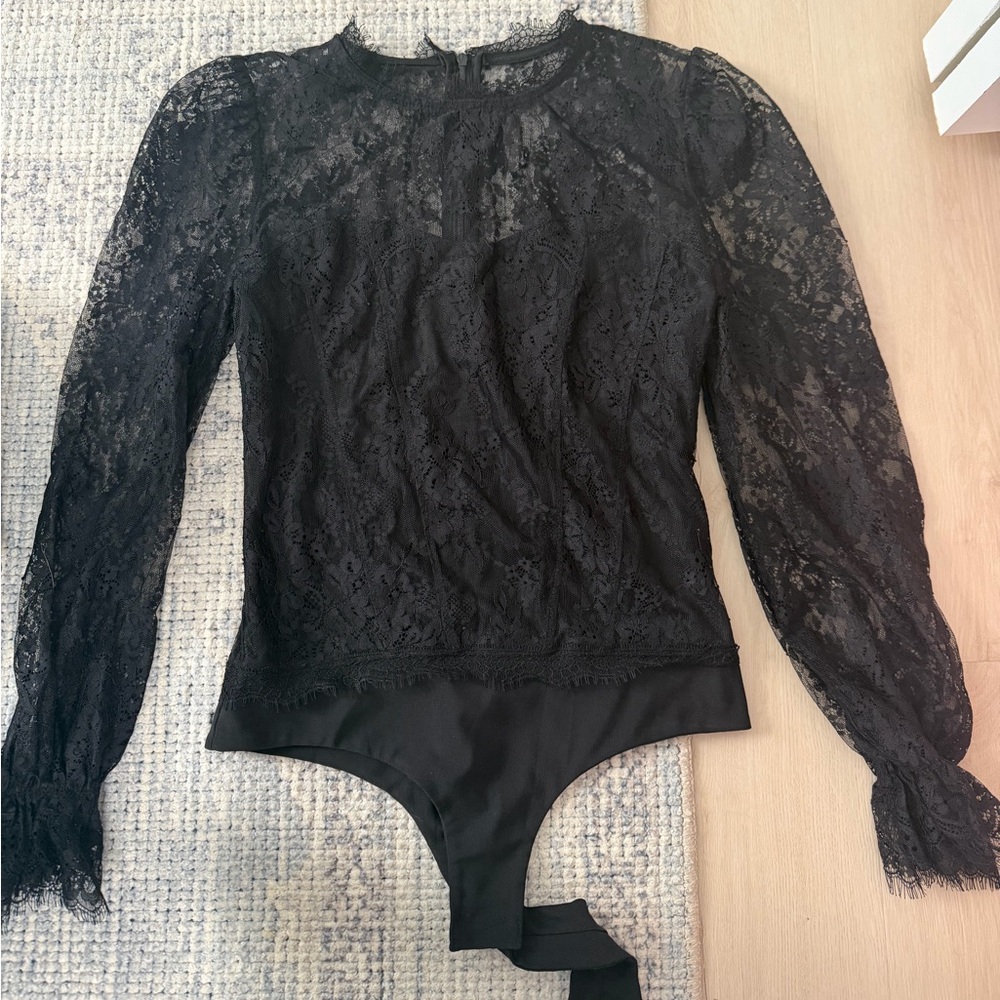 Vici Black Lace Long Sleeve Bodysuit